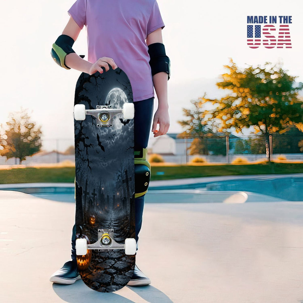 31"x8" Complete Skateboards for Beginners,Vintage Botanical Moth Autumn Leaves Mushrooms Double Kick 7 Ply Canadian Maple Deck Skateboard with Wheels, Gifts for Kids Teens