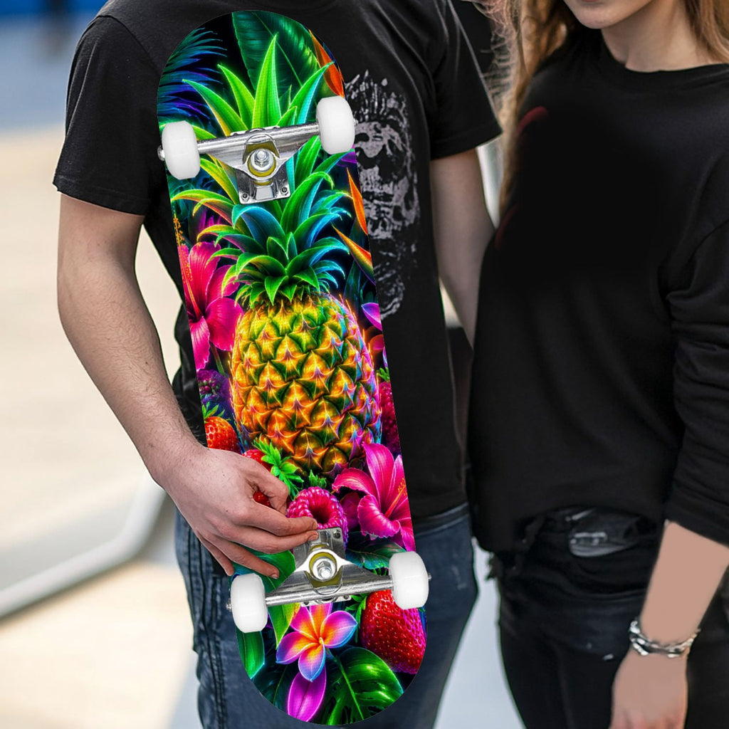 Complete Skateboard Colorful Hearts Graffiti 31 Inch 7-Ply Maple Skateboard with PU Wheels and Aluminum Trucks, Ready-to-Ride Skateboard for Beginners, Teens and Adults