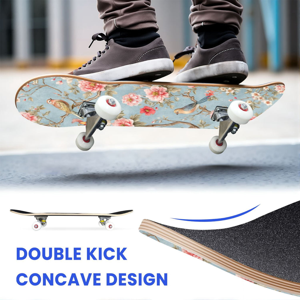 31"x8" Complete Skateboards for Beginners,Barn Windmill Artwork Rustic Barn Wood Farm Windmill Double Kick 7 Ply Canadian Maple Deck Skateboard with Wheels, Gifts for Kids Teens