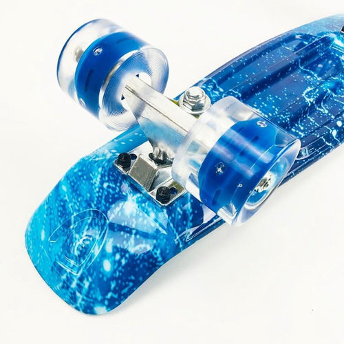 CEORPER 22inch Complete Mini Cruiser Skateboard Longboard Flashing Wheels Fish Skate Board for Adults Kids Teens