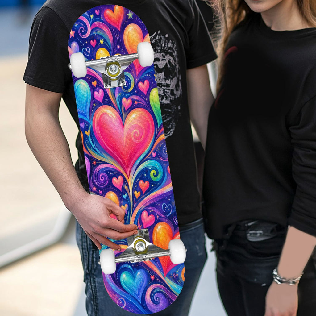Complete Skateboard Futuristic Space 31 Inch 7-Ply Maple Skateboard with PU Wheels and Aluminum Trucks, Ready-to-Ride Skateboard for Beginners, Teens and Adults