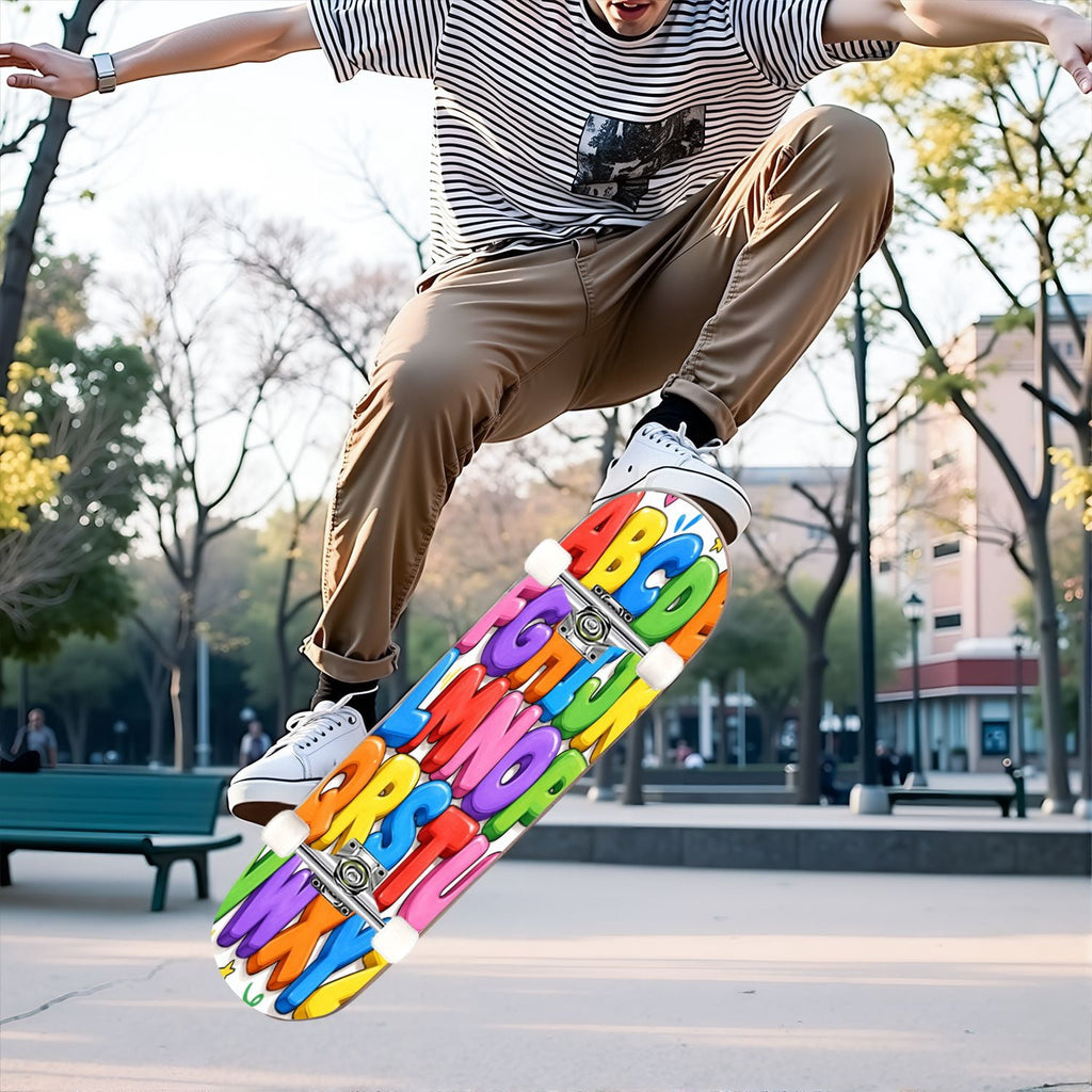 Complete Skateboard Paint Splash Explosion 31 Inch 7-Ply Maple Skateboard with PU Wheels and Aluminum Trucks, Ready-to-Ride Skateboard for Beginners, Teens and Adults