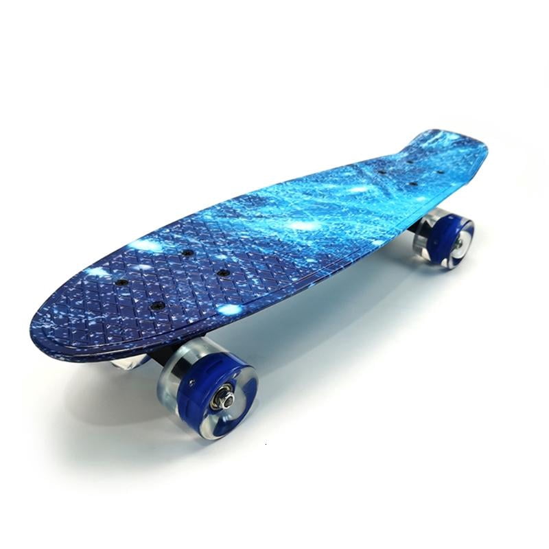 CEORPER 22inch Complete Mini Cruiser Skateboard Longboard Flashing Wheels Fish Skate Board for Adults Kids Teens