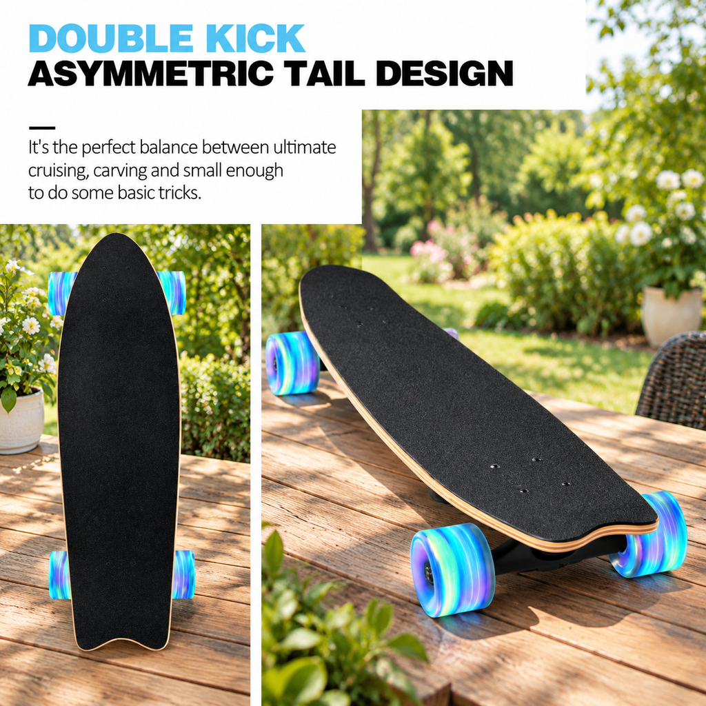 Rainbow 27 x 8 Inch Complete Cruiser Skateboard for Teens Adults Beginners