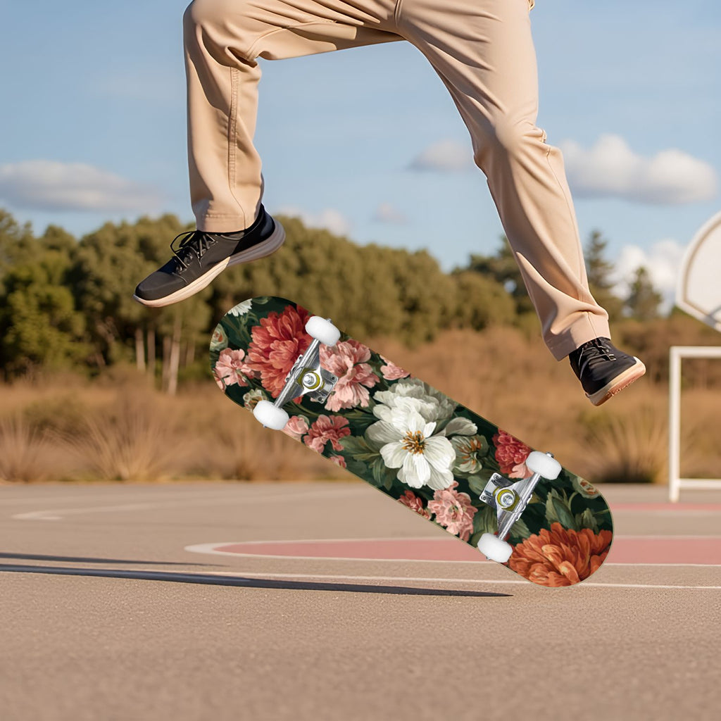 Seashells Starfish Sandy Beach Soft Lighting 31" x 8" Complete Skateboard, 7-Ply Canadian Maple Double Kick Trick Board for Kids and Beginners Adult Gifts