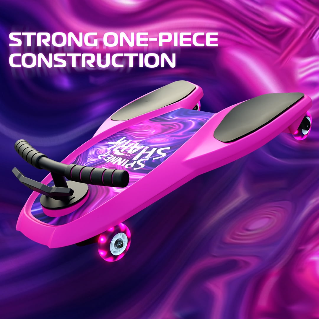 Melo Pink Spinner Shark Kneeboard Toy for Kids 6 Years and up, 74 mm wheels