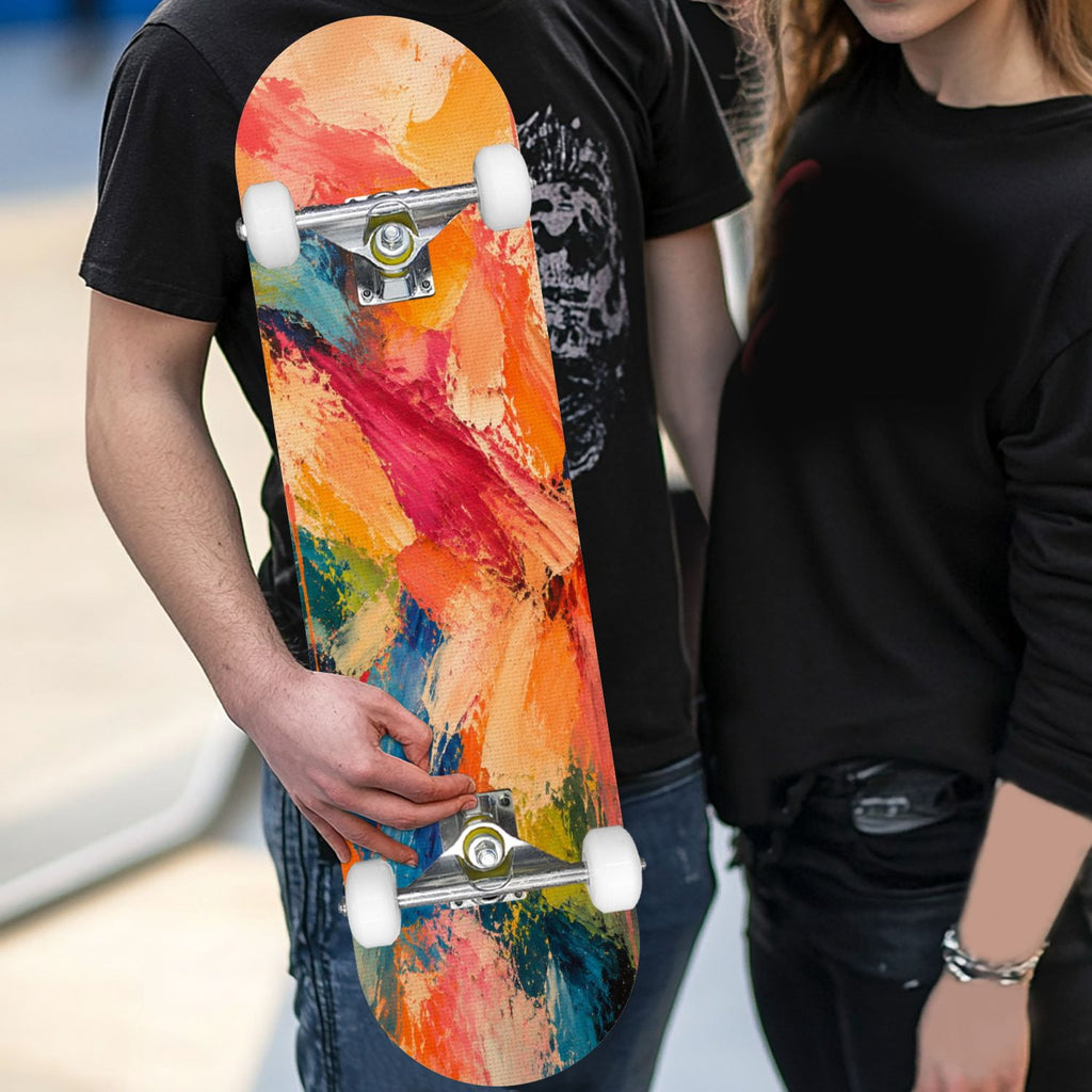 Complete Skateboard Colorful Splash Art Headphones 31 Inch 7-Ply Maple Skateboard with PU Wheels and Aluminum Trucks, Ready-to-Ride Skateboard for Beginners, Teens and Adults