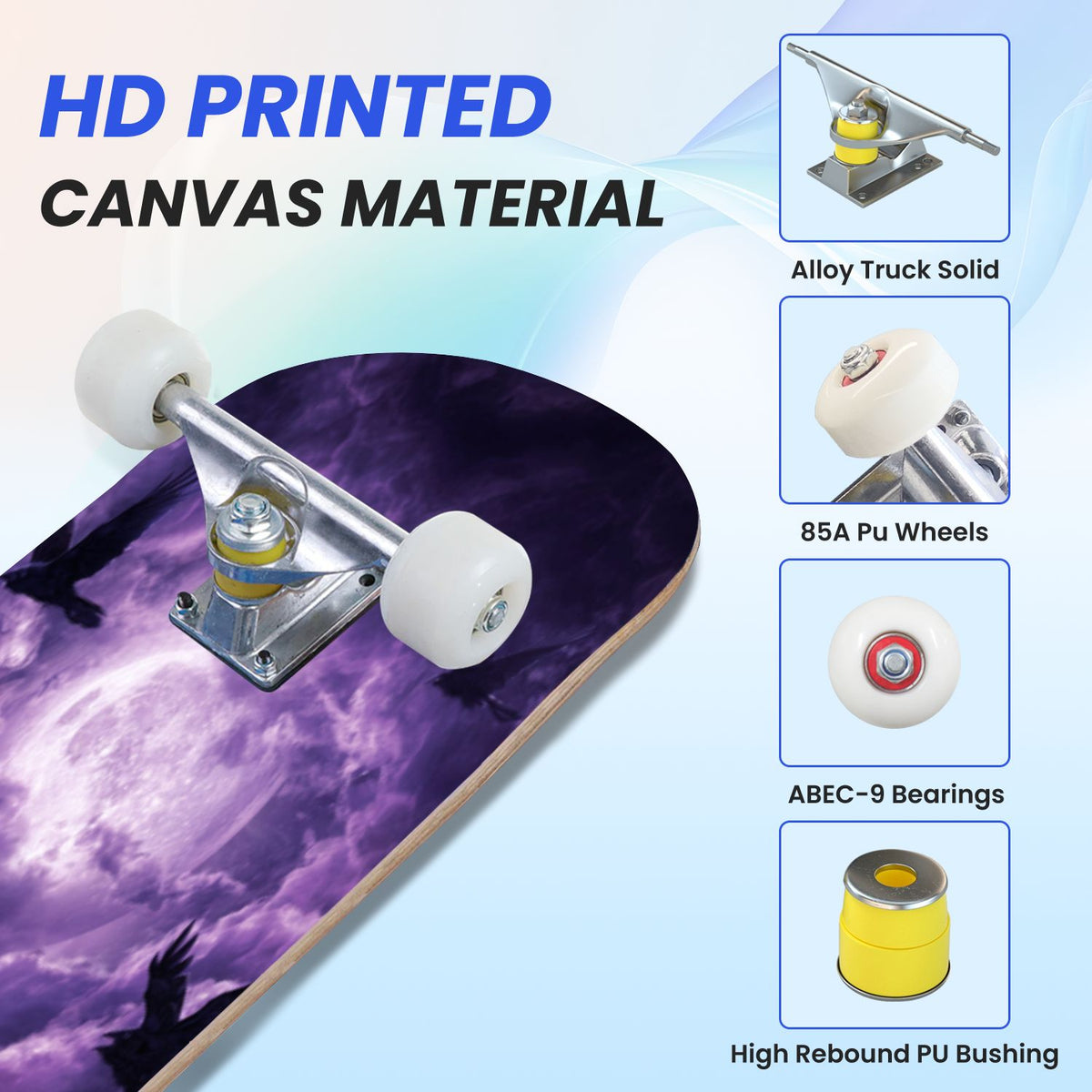 31"x8" Complete Skateboards for Beginners, Romantic Skeletons Blooming Roses Dark Academia Double Kick 7 Ply Canadian Maple Deck Skateboard with Wheels, Gifts for Kids Teens