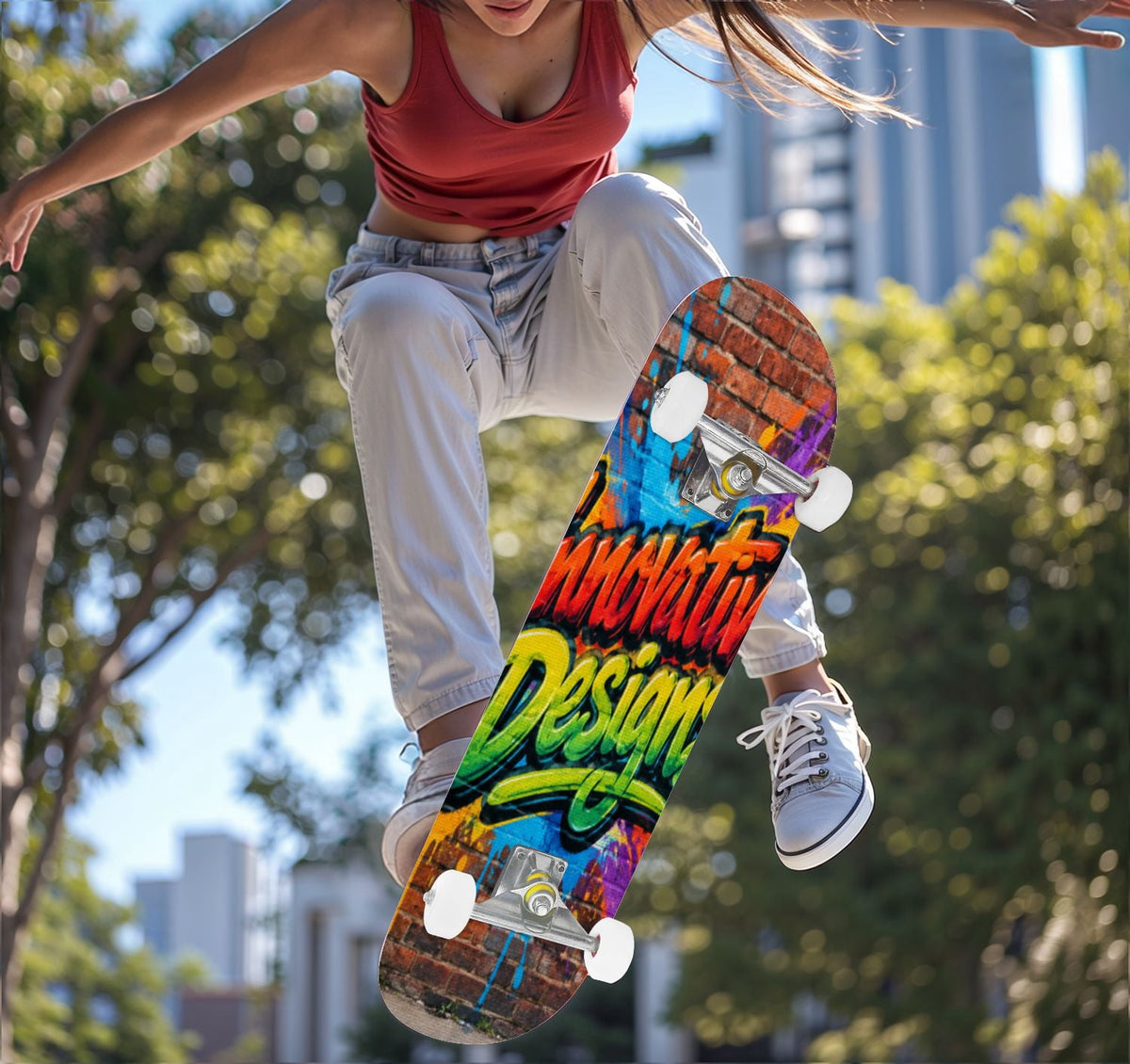 Complete Skateboard Vibrant Swirling Abstract 31 Inch 7-Ply Maple Skateboard with PU Wheels and Aluminum Trucks, Ready-to-Ride Skateboard for Beginners, Teens and Adults
