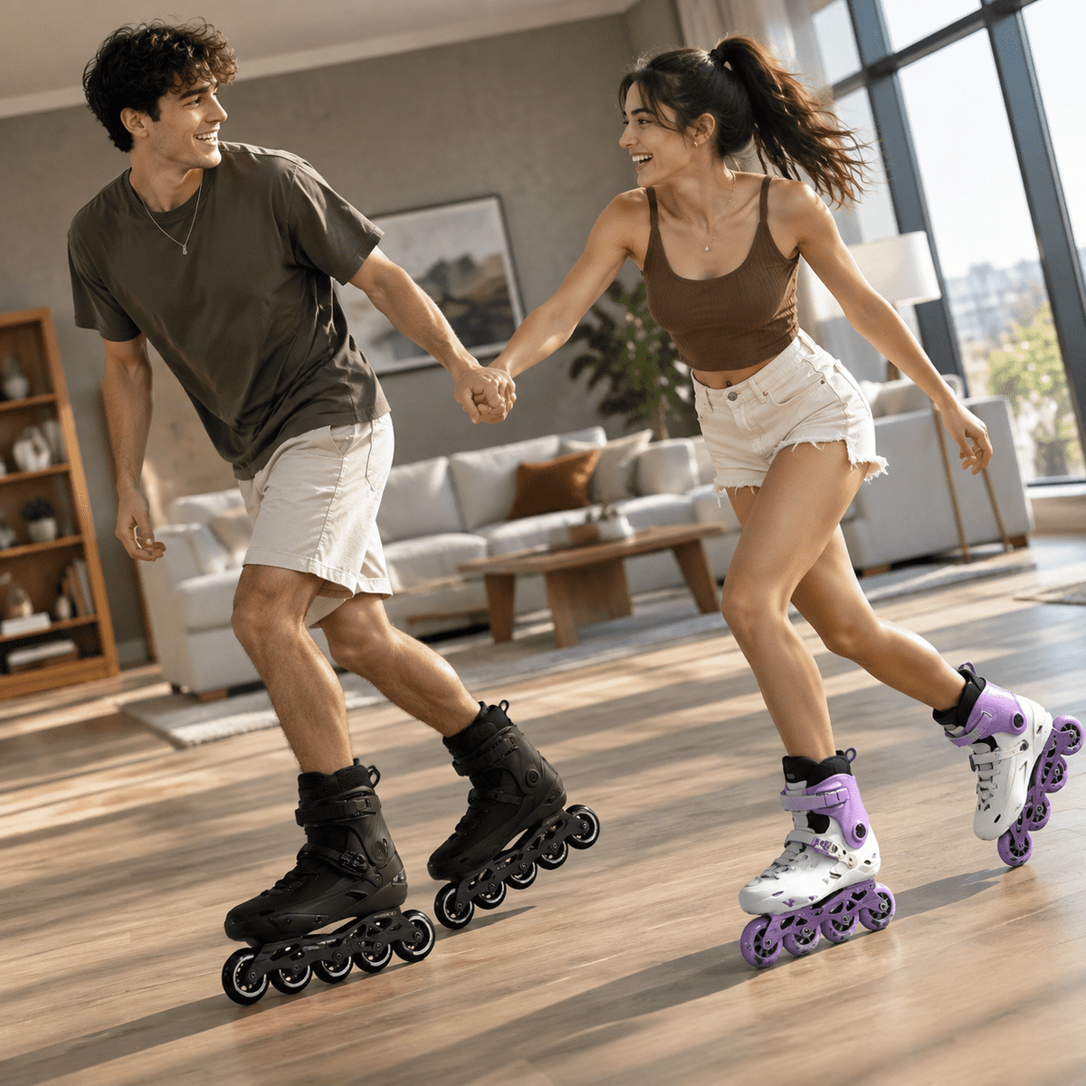 Black USM8-9/USL9-9.5 Professional Inline Skates for Adult Men and Women