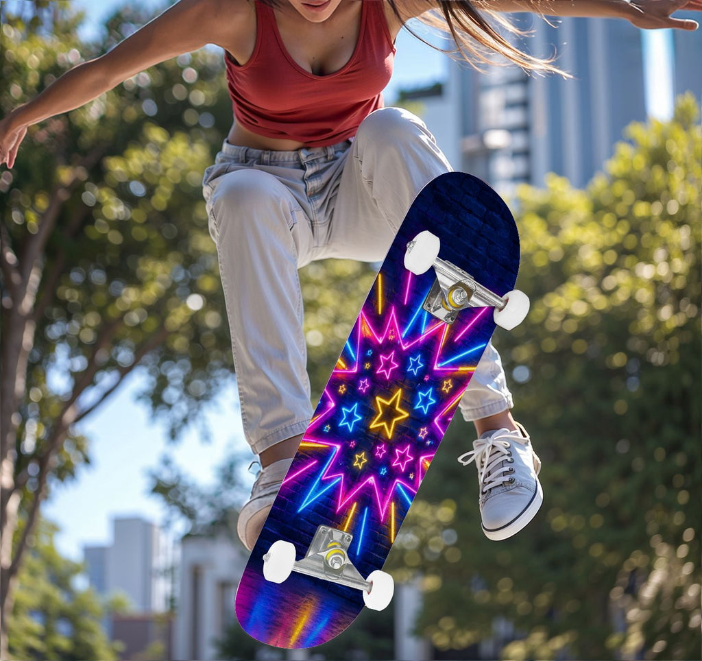 Complete Skateboard Vibrant Comic Eye 31 Inch 7-Ply Maple Skateboard with PU Wheels and Aluminum Trucks, Ready-to-Ride Skateboard for Beginners, Teens and Adults