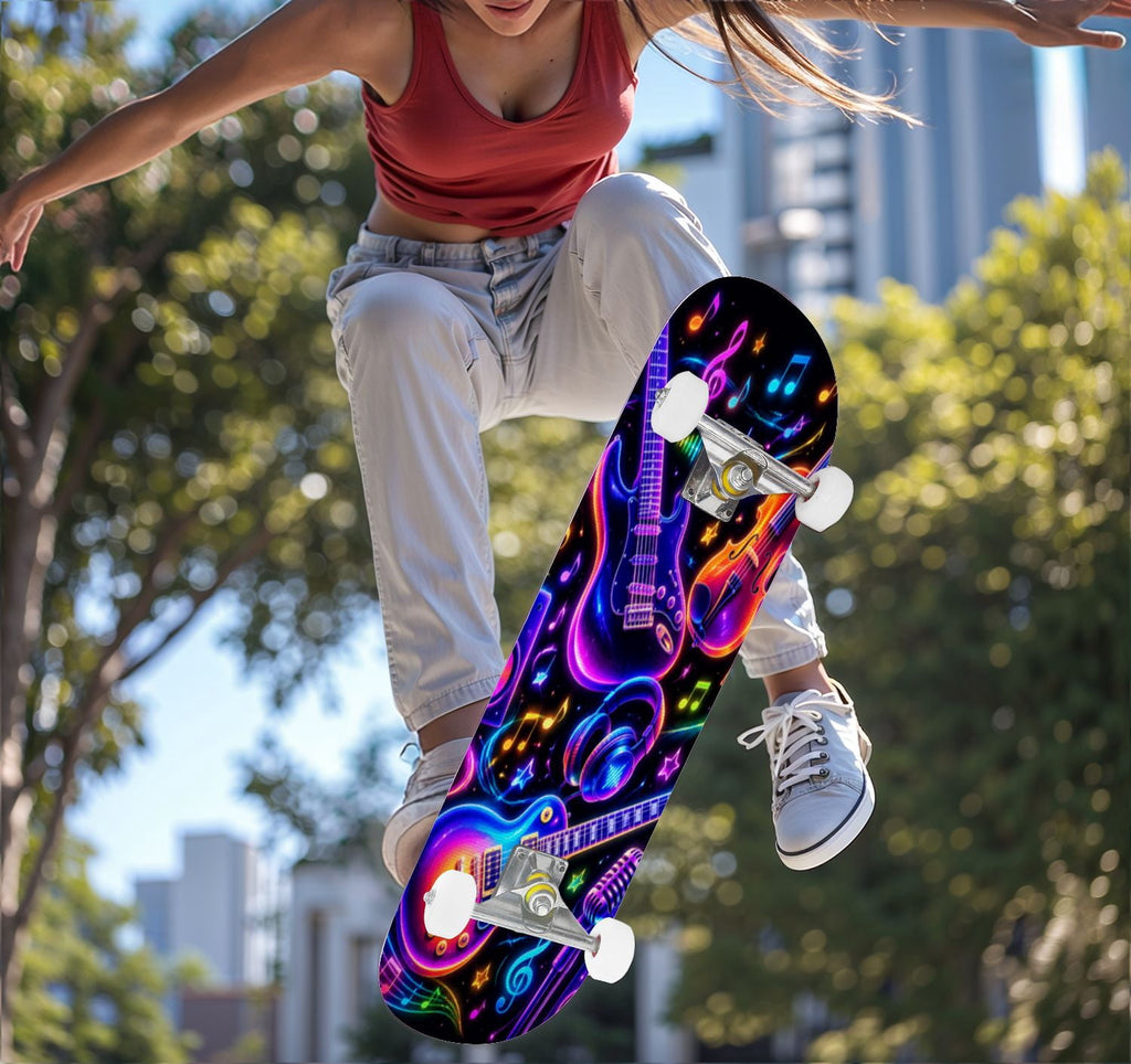 Complete Skateboard Vibrant Brush Stroke Art 31 Inch 7-Ply Maple Skateboard with PU Wheels and Aluminum Trucks, Ready-to-Ride Skateboard for Beginners, Teens and Adults