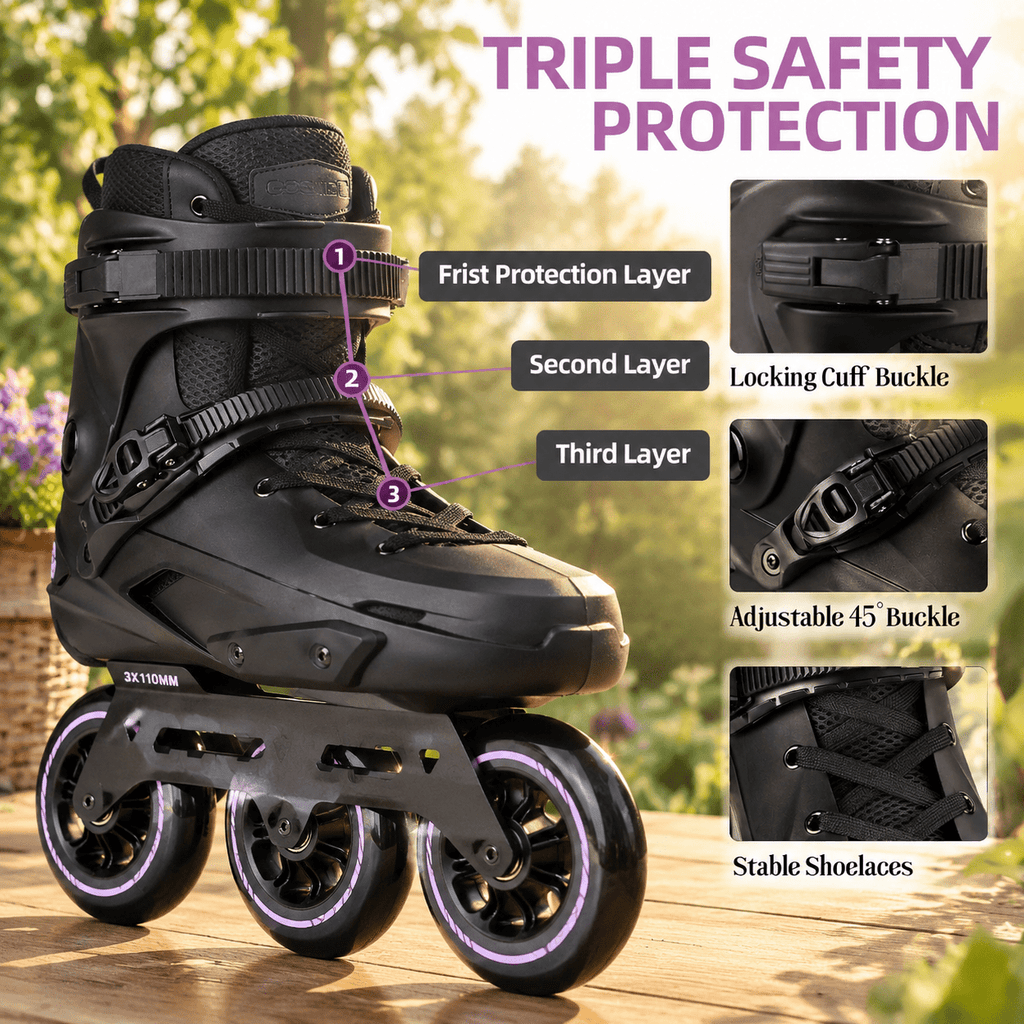 Adult Inline Skates, 3-Wheel High Performance Roller Skates for Men and Women, Size USM13.5-14.5/USL14.5-15.5