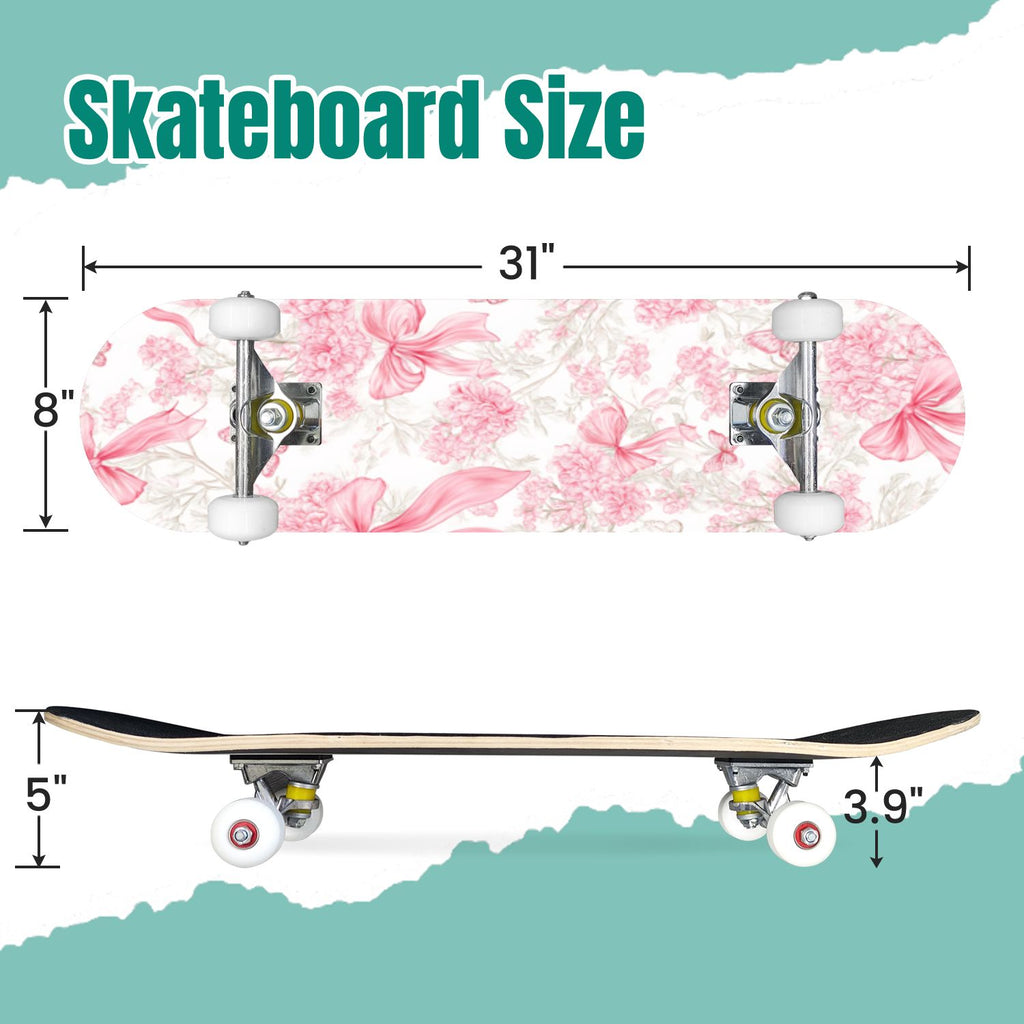 Buffalo Tan Grass Illustrations 31" x 8" Complete Skateboard, 7-Ply Canadian Maple Double Kick Trick Board for Kids and Beginners Adult Gifts
