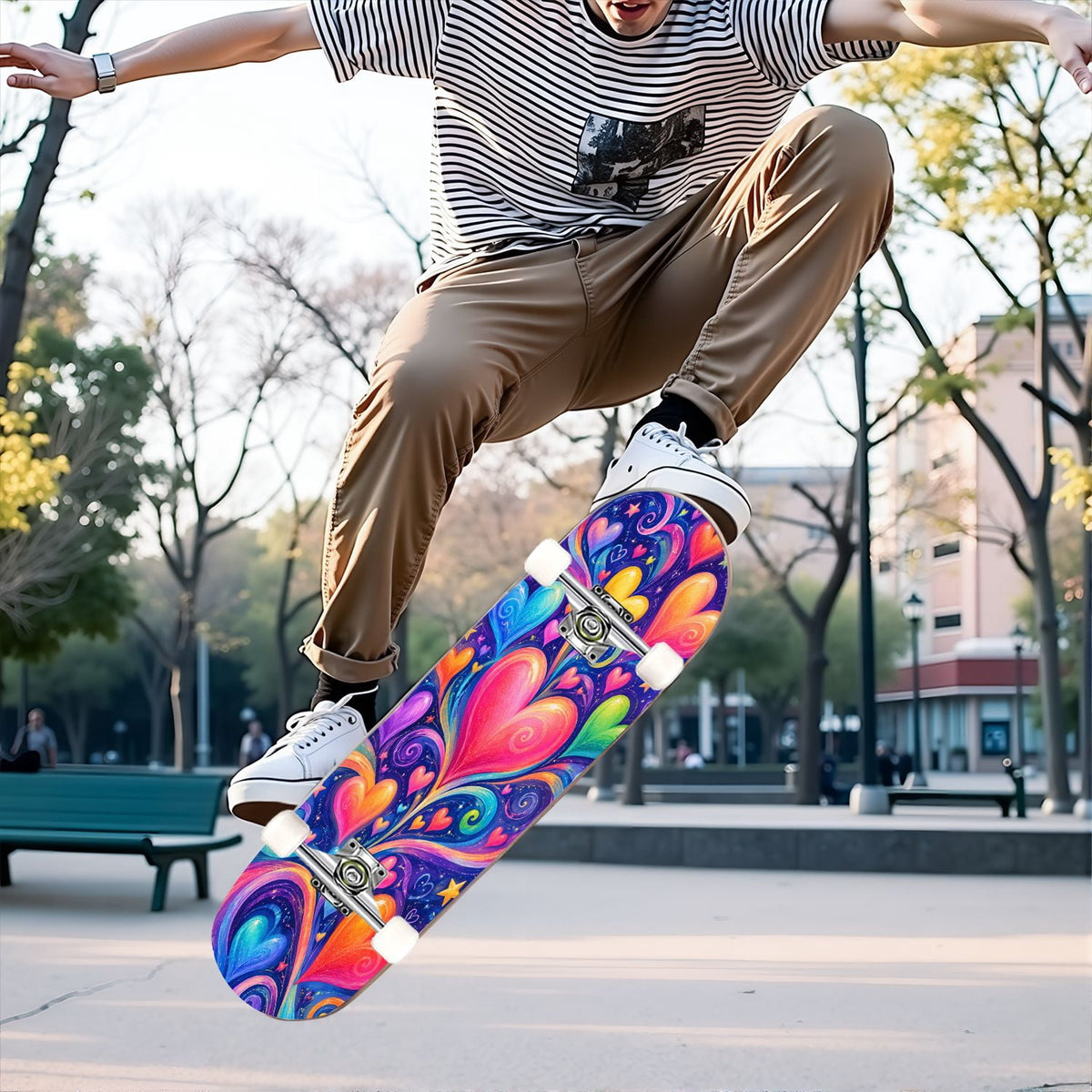 Complete Skateboard Futuristic Space 31 Inch 7-Ply Maple Skateboard with PU Wheels and Aluminum Trucks, Ready-to-Ride Skateboard for Beginners, Teens and Adults