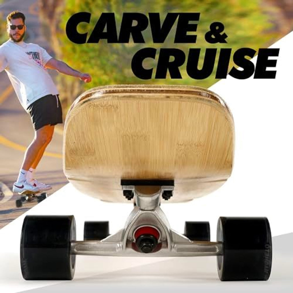 Magneto 44-Inch Kicktail Cruiser Longboard - Surf-Inspired Beach Cruising & Retro Skateboards - Bamboo & Maple Deck - 44" x 9", Retro Surf
