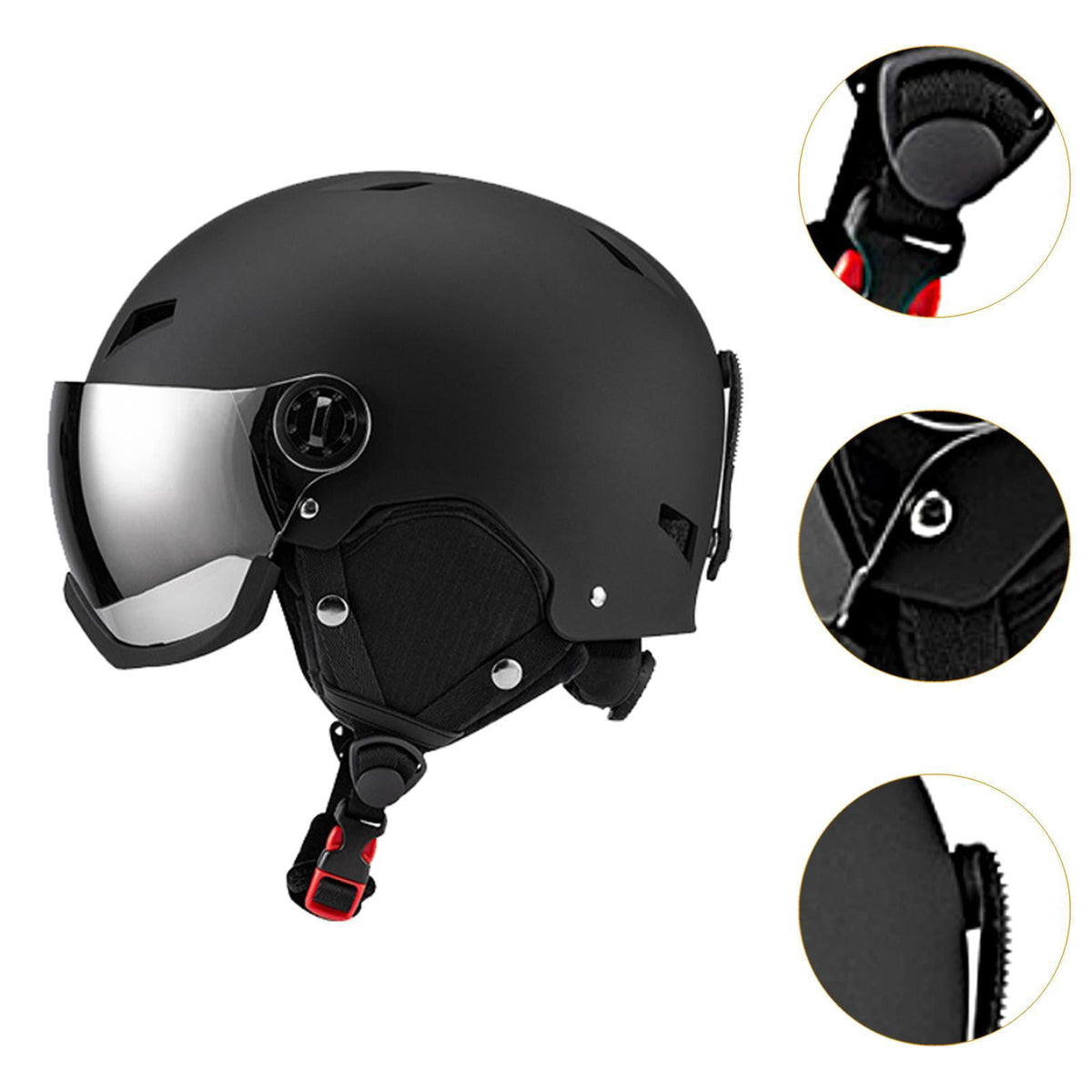 figatia Snowboard Helmet Ski Helmet with Goggles Headgear with Ski Goggles Ear Cover Warm Shockproof Windproof Snow Helmet Ski Helmet L Dark Grey