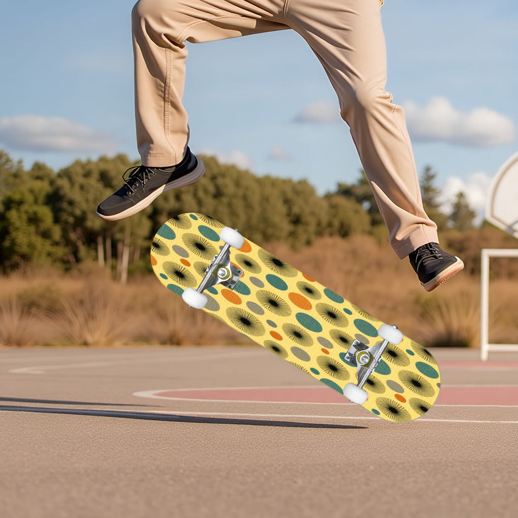 Rose Teal Rose Painting Turquoise Blue Flower Kitchen Decor 31" x 8" Complete Skateboard, 7-Ply Canadian Maple Double Kick Trick Board for Kids and Beginners Adult Gifts