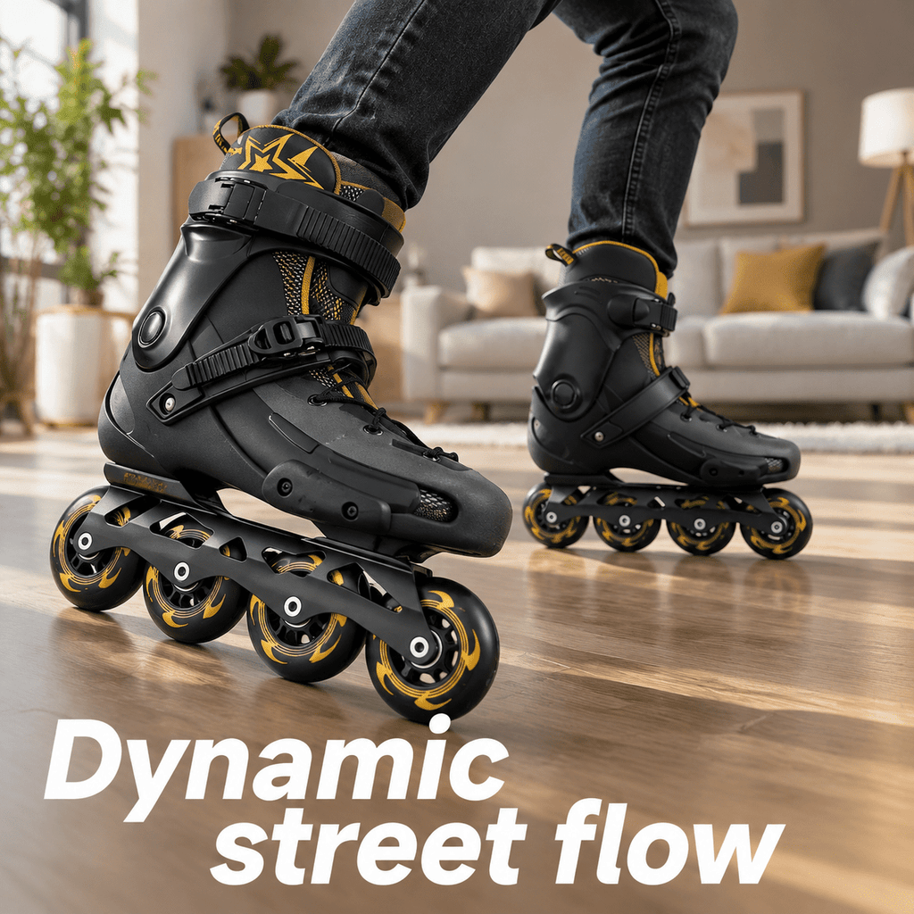 Men's Inline Skates For Urban Freeride Skating - Abec-9 Bearings High-impact Pp Shell Ankle Support All-weather Buckle