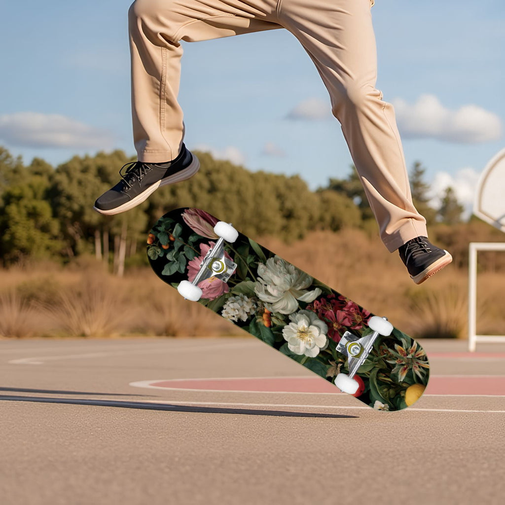 Autumn Forest Camouflage Oak Leaves Tree Branches 31" x 8" Complete Skateboard, 7-Ply Canadian Maple Double Kick Trick Board for Kids and Beginners Adult Gifts
