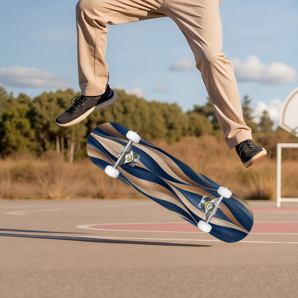 Forest Tree Wood Green Pine Trees Autumn Leaves Fog Misty 31" x 8" Complete Skateboard, 7-Ply Canadian Maple Double Kick Trick Board for Kids and Beginners Adult Gifts