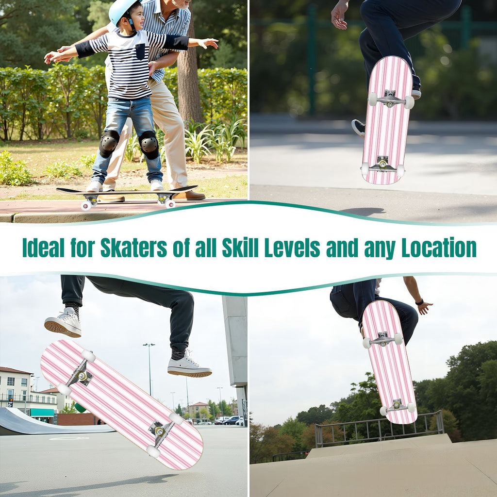 Buffalo Tan Grass Illustrations 31" x 8" Complete Skateboard, 7-Ply Canadian Maple Double Kick Trick Board for Kids and Beginners Adult Gifts