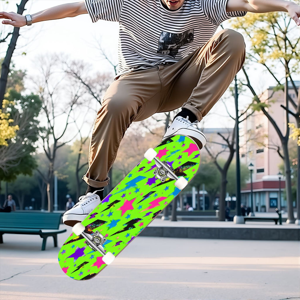 Complete Skateboard Vibrant Comic Eye 31 Inch 7-Ply Maple Skateboard with PU Wheels and Aluminum Trucks, Ready-to-Ride Skateboard for Beginners, Teens and Adults