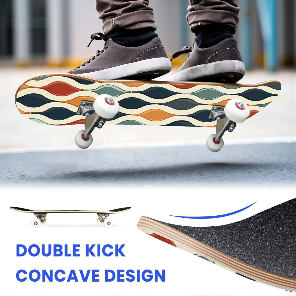 31"x8" Complete Skateboards for Beginners,Black Pink Checkered Retro Aesthetic Double Kick 7 Ply Canadian Maple Deck Skateboard with Wheels, Gifts for Kids Teens