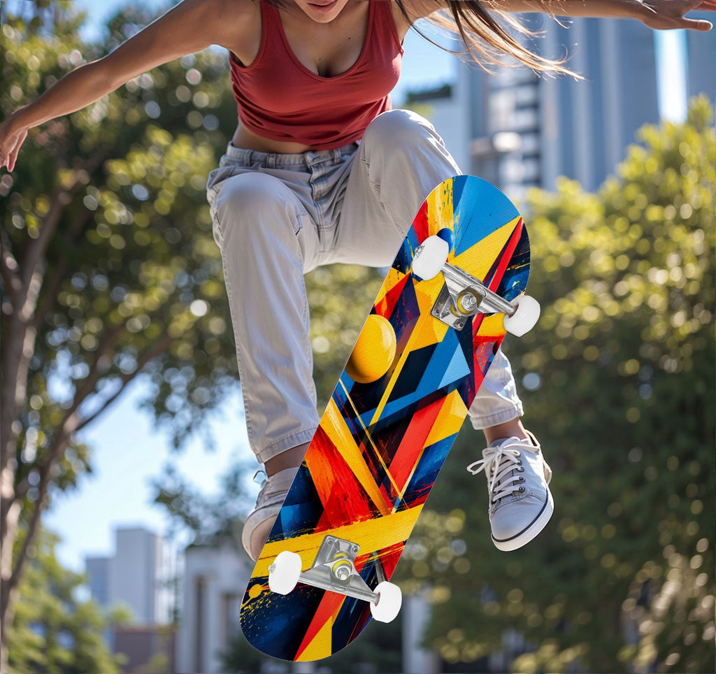 Complete Skateboard Colorful Splash Art Headphones 31 Inch 7-Ply Maple Skateboard with PU Wheels and Aluminum Trucks, Ready-to-Ride Skateboard for Beginners, Teens and Adults
