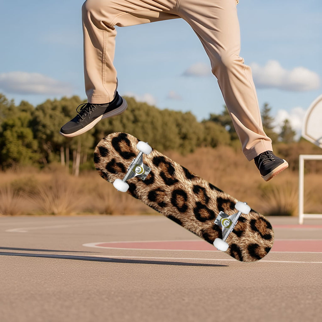 Tropical Jungle Leaf Teal Green Botanical 31" x 8" Complete Skateboard, 7-Ply Canadian Maple Double Kick Trick Board for Kids and Beginners Adult Gifts