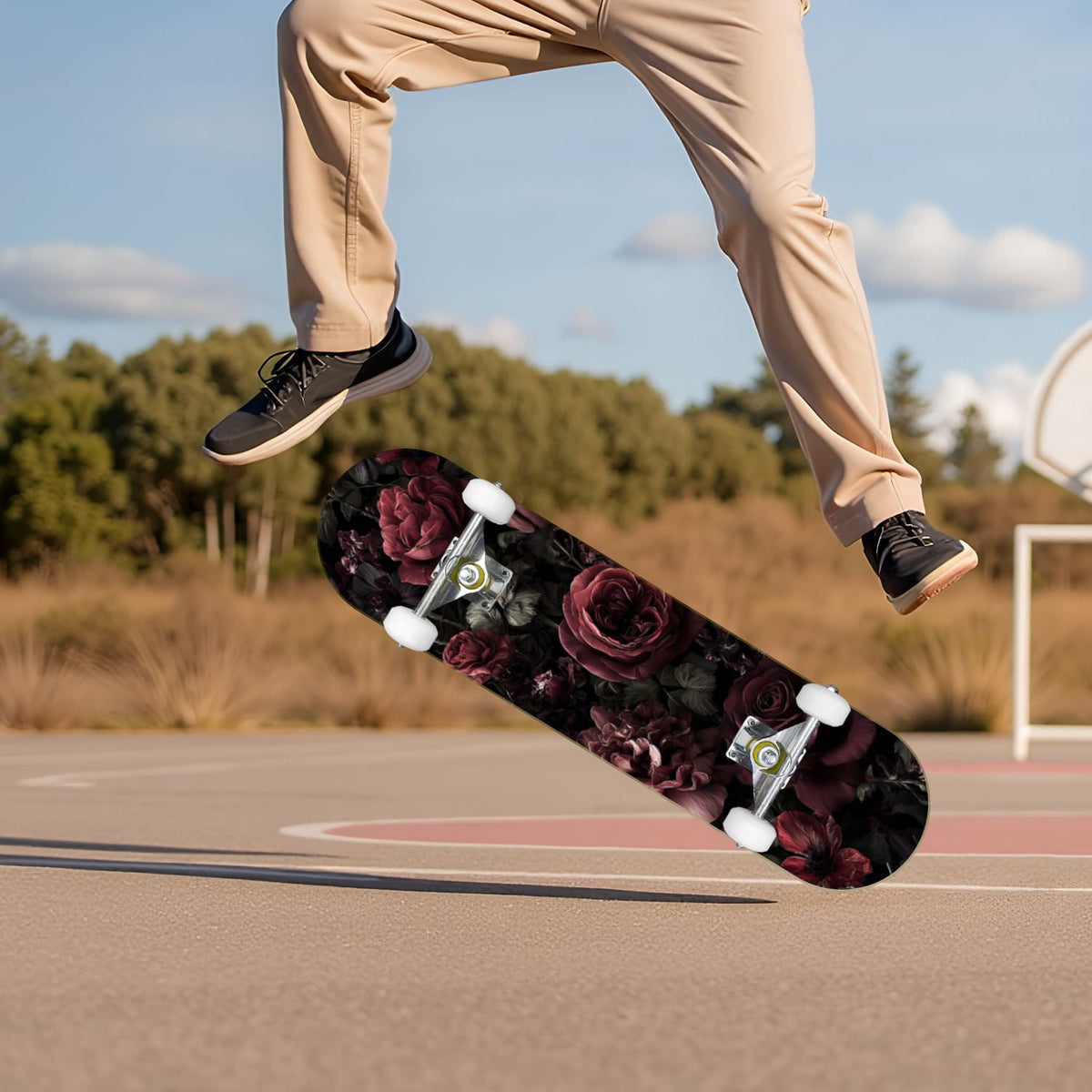 Buffalo Tan Grass Illustrations 31" x 8" Complete Skateboard, 7-Ply Canadian Maple Double Kick Trick Board for Kids and Beginners Adult Gifts