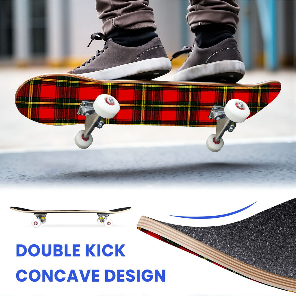 31"x8" Complete Skateboards for Beginners, White Birch Tree Bark Natural Knots Horizontal Lines Double Kick 7 Ply Canadian Maple Deck Skateboard with Wheels, Gifts for Kids Teens