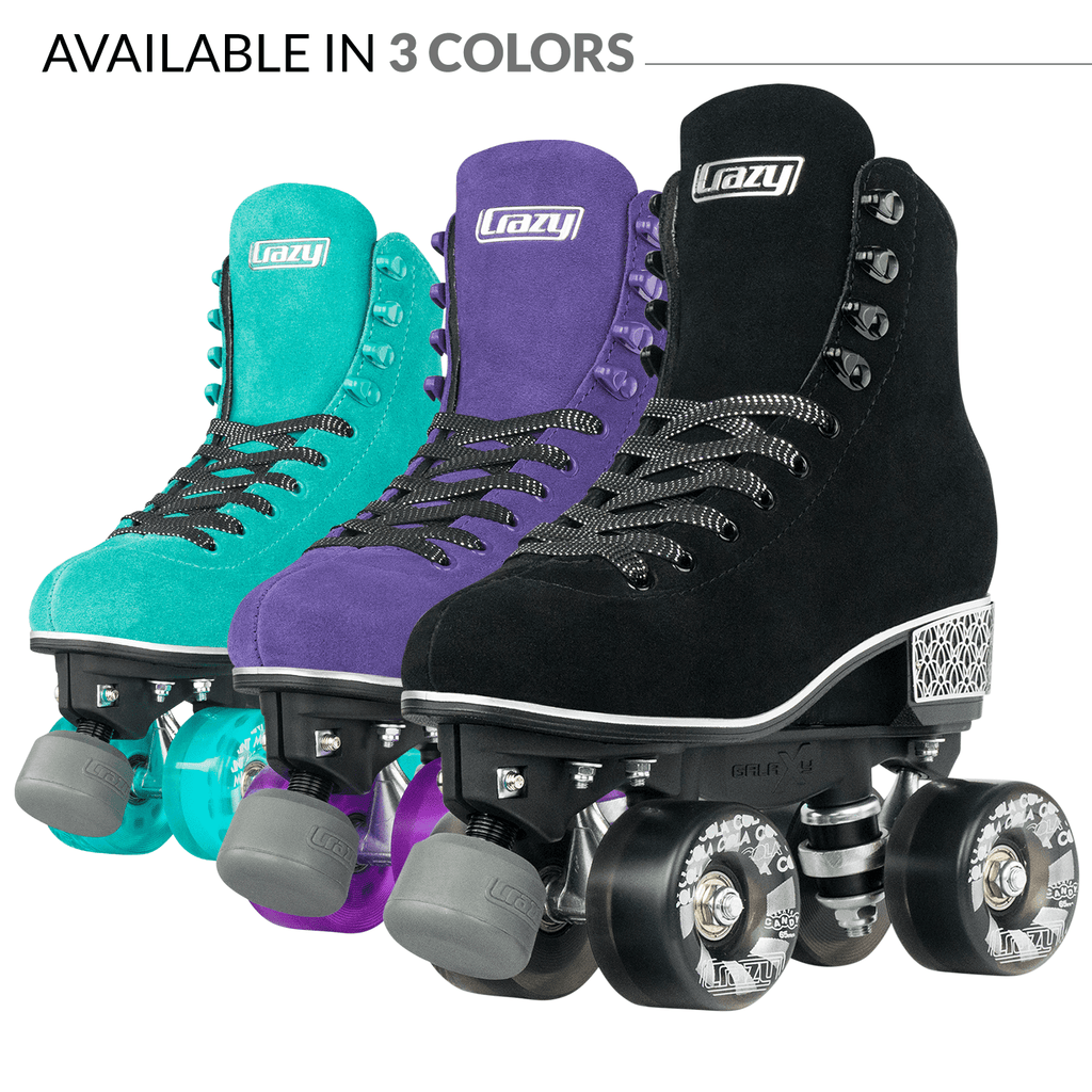 Crazy Skates Evoke Roller Skates for Women - Stylish Suede Quad Skates