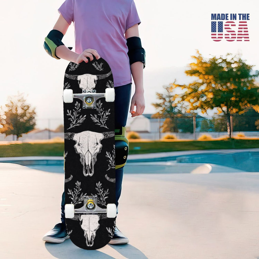 31"x8" Complete Skateboards for Beginners, Soft Blue Cream Striped Design Double Kick 7 Ply Canadian Maple Deck Skateboard with Wheels, Gifts for Kids Teens