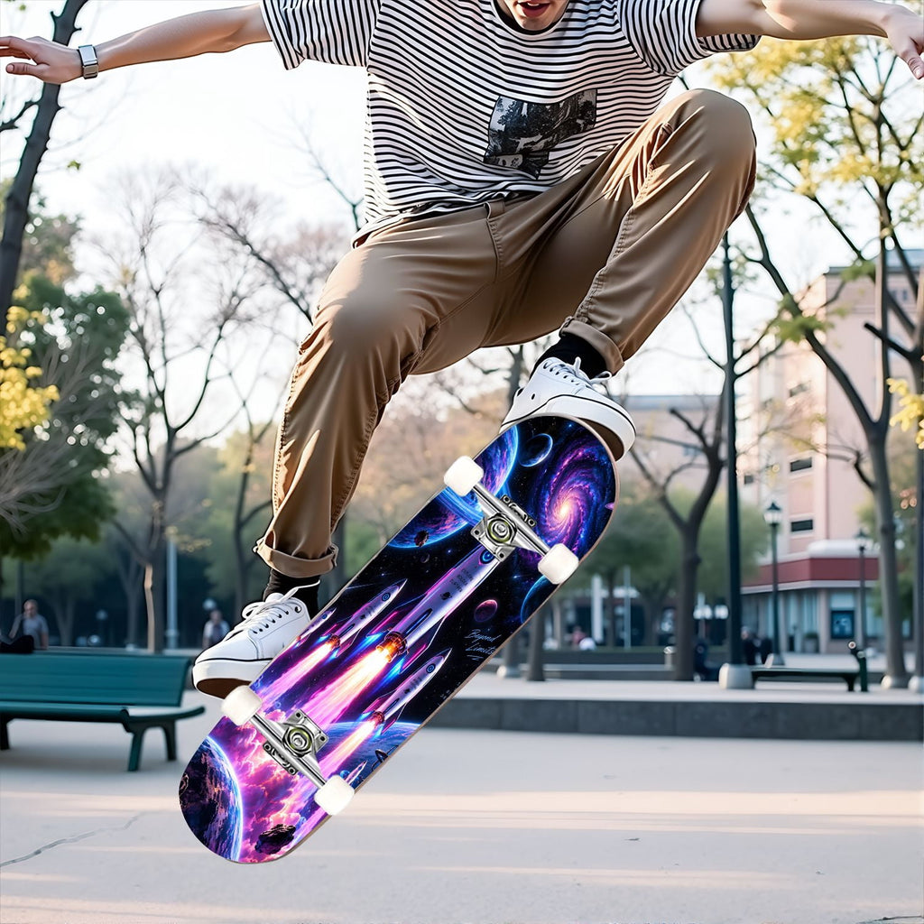 Complete Skateboard Vibrant Comic Eye 31 Inch 7-Ply Maple Skateboard with PU Wheels and Aluminum Trucks, Ready-to-Ride Skateboard for Beginners, Teens and Adults