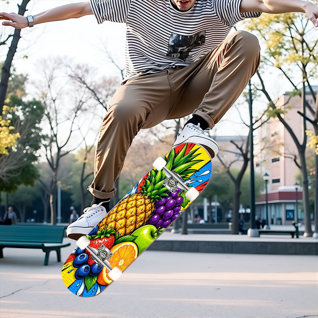 Complete Skateboard Futuristic Space 31 Inch 7-Ply Maple Skateboard with PU Wheels and Aluminum Trucks, Ready-to-Ride Skateboard for Beginners, Teens and Adults