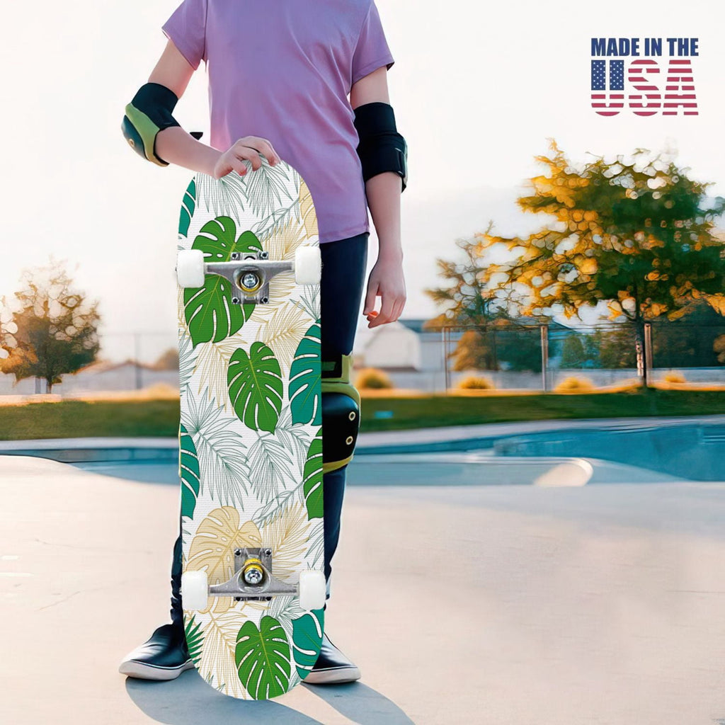 31"x8" Complete Skateboards for Beginners, Abstract Black Hexagon Honeycomb Glowing Blue Neon Geometric Double Kick 7 Ply Canadian Maple Deck Skateboard with Wheels, Gifts for Kids Teens