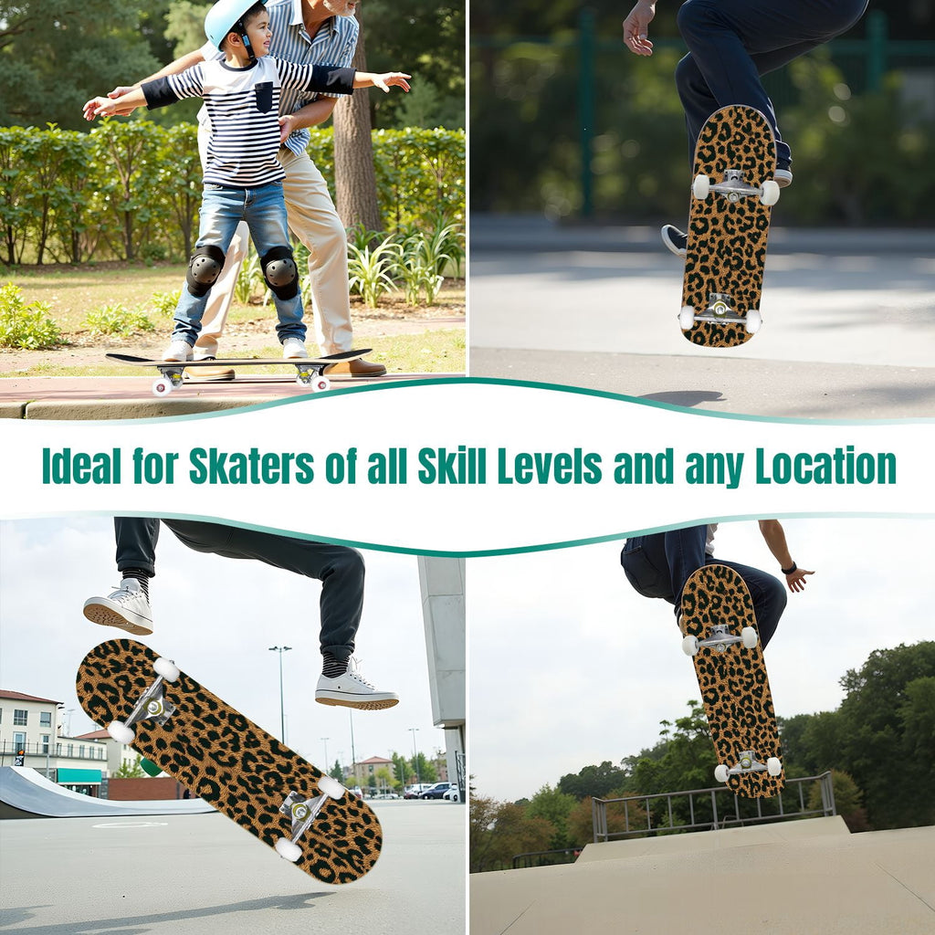 31"x8" Complete Skateboards for Beginners,baseball stadium giant baseballs sunset sky Double Kick 7 Ply Canadian Maple Deck Skateboard with Wheels, Gifts for Kids Teens