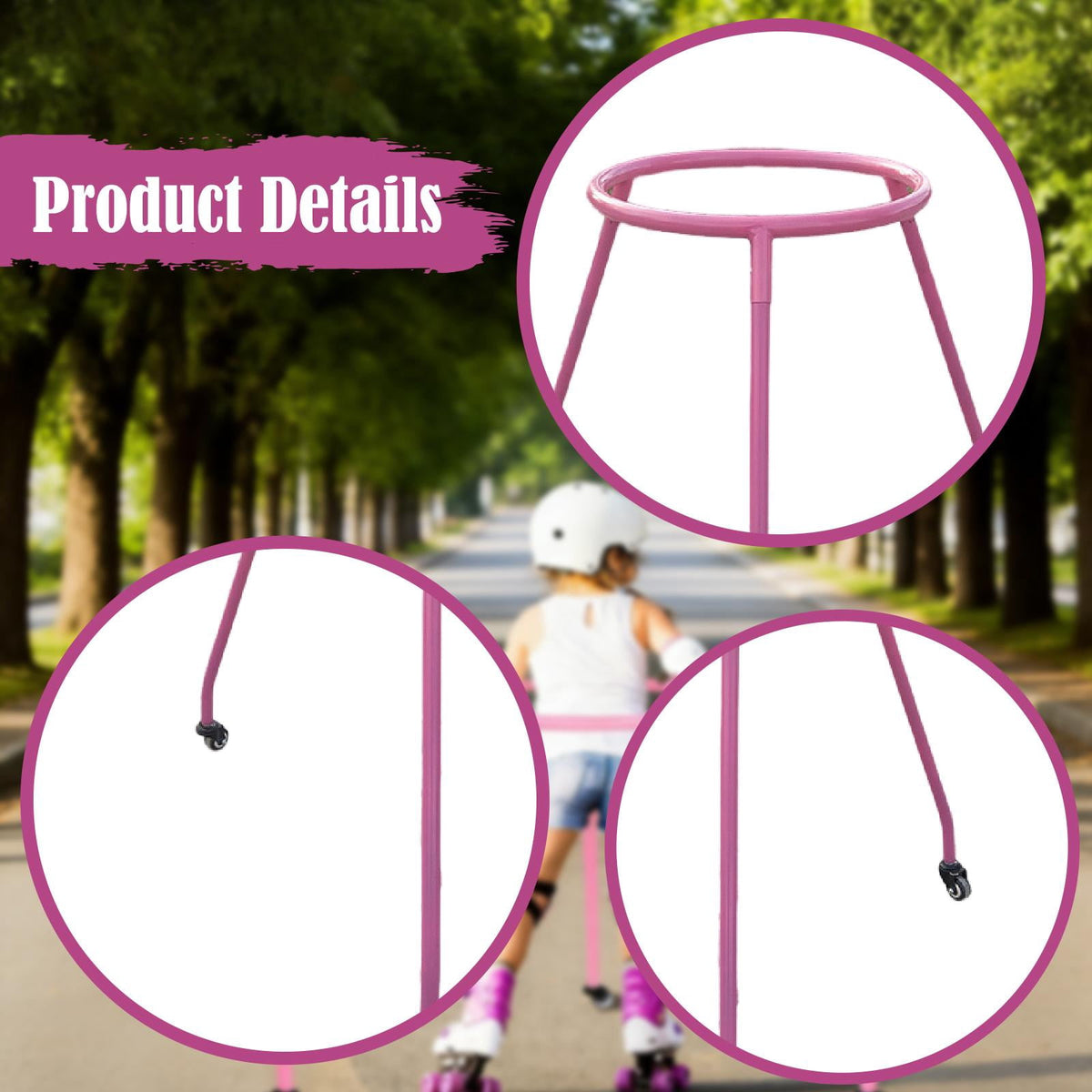Aymzbd Adjustable Roller Skate Support for Children with A High-quality Steel Frame for Pink S