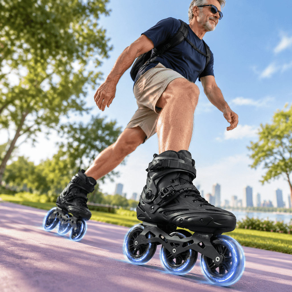Black Men5.5-6/Women6.5-7/25cm 3-Wheel Inline Skates for Adult Fitness Speed Racing