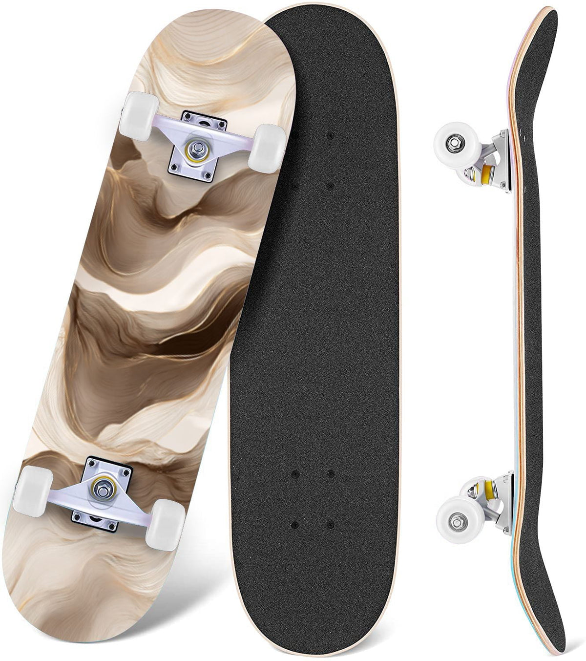 Vintage Movie Theater Classic Cinema 31" x 8" Complete Skateboard, 7-Ply Canadian Maple Double Kick Trick Board for Kids and Beginners Adult Gifts