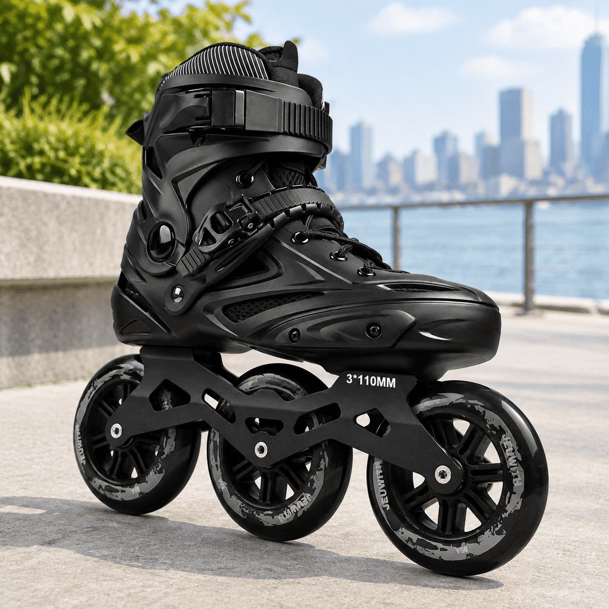 Black Men5.5-6/Women6.5-7/25cm 3-Wheel Inline Skates for Adult Fitness Speed Racing