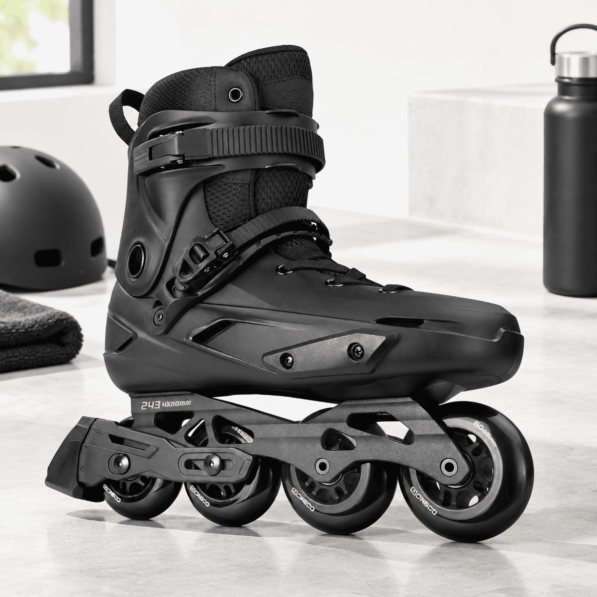 Black USM8-9/USL9-9.5 Professional Inline Skates for Adult Men and Women