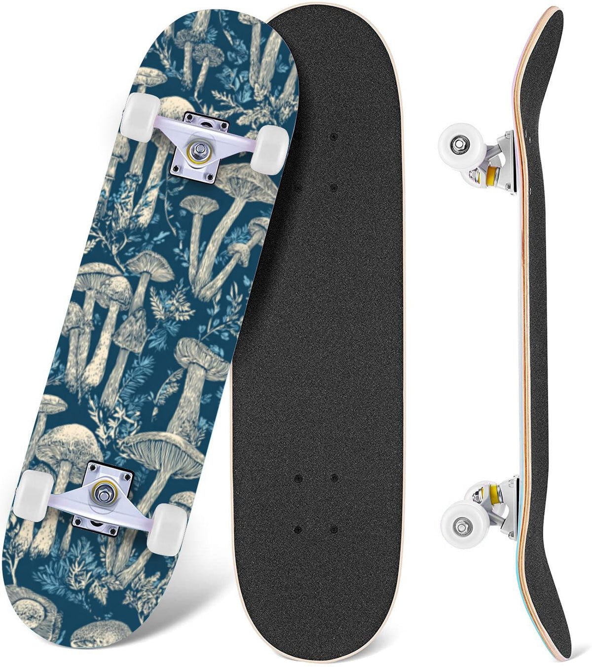Western Cowboy Horses Desert Landscape 31" x 8" Complete Skateboard, 7-Ply Canadian Maple Double Kick Trick Board for Kids and Beginners Adult Gifts