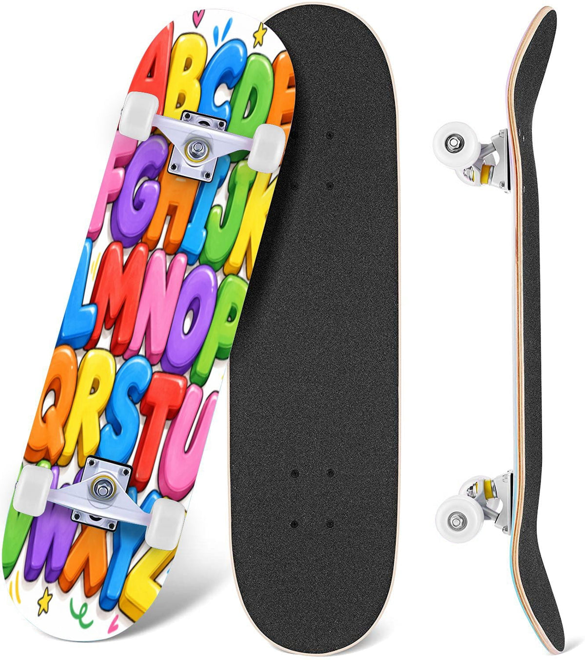 Complete Skateboard Paint Splash Explosion 31 Inch 7-Ply Maple Skateboard with PU Wheels and Aluminum Trucks, Ready-to-Ride Skateboard for Beginners, Teens and Adults