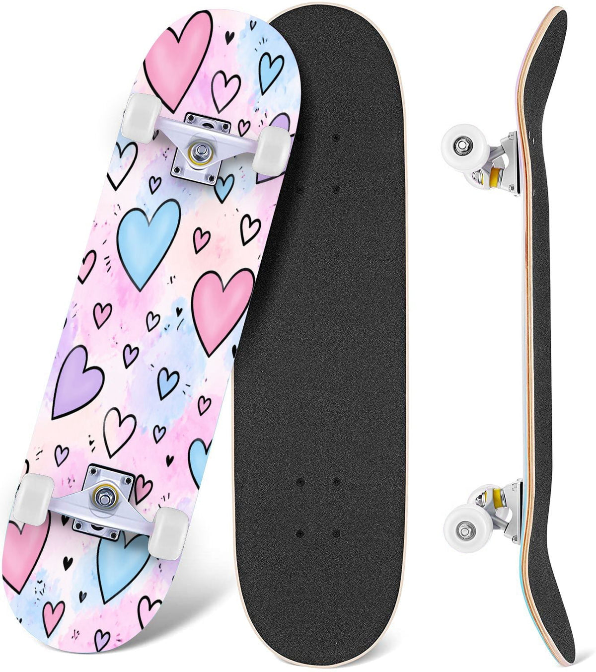 Complete Skateboard Vibrant Comic Eye 31 Inch 7-Ply Maple Skateboard with PU Wheels and Aluminum Trucks, Ready-to-Ride Skateboard for Beginners, Teens and Adults