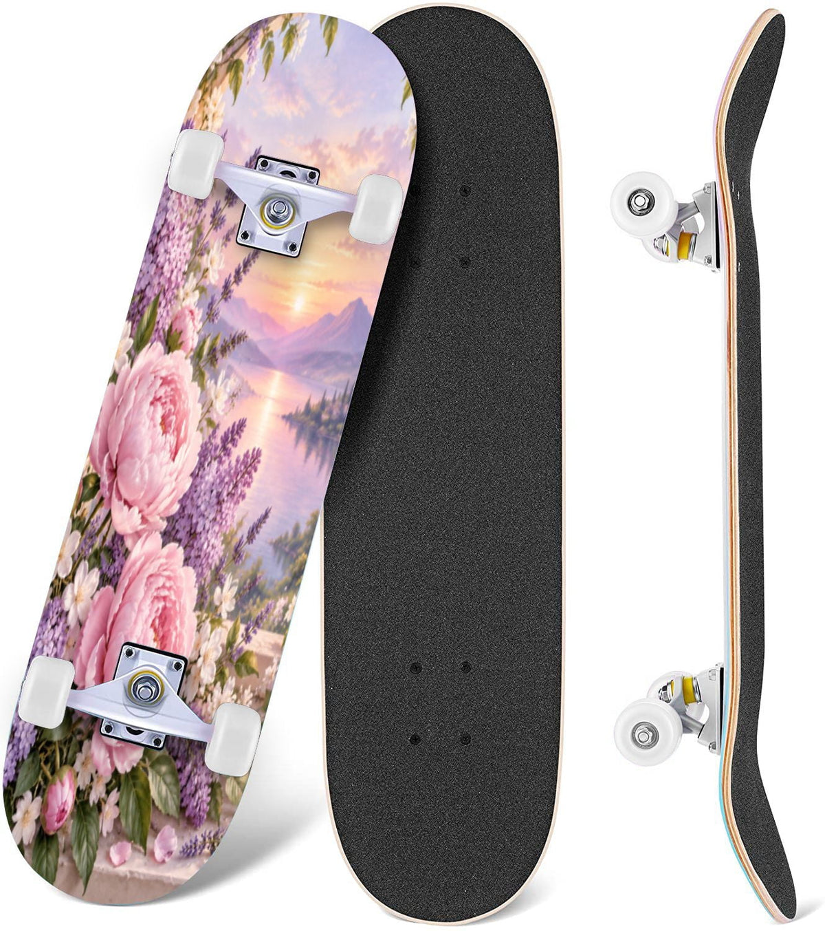 Complete Skateboard Vibrant Swirling Abstract 31 Inch 7-Ply Maple Skateboard with PU Wheels and Aluminum Trucks, Ready-to-Ride Skateboard for Beginners, Teens and Adults