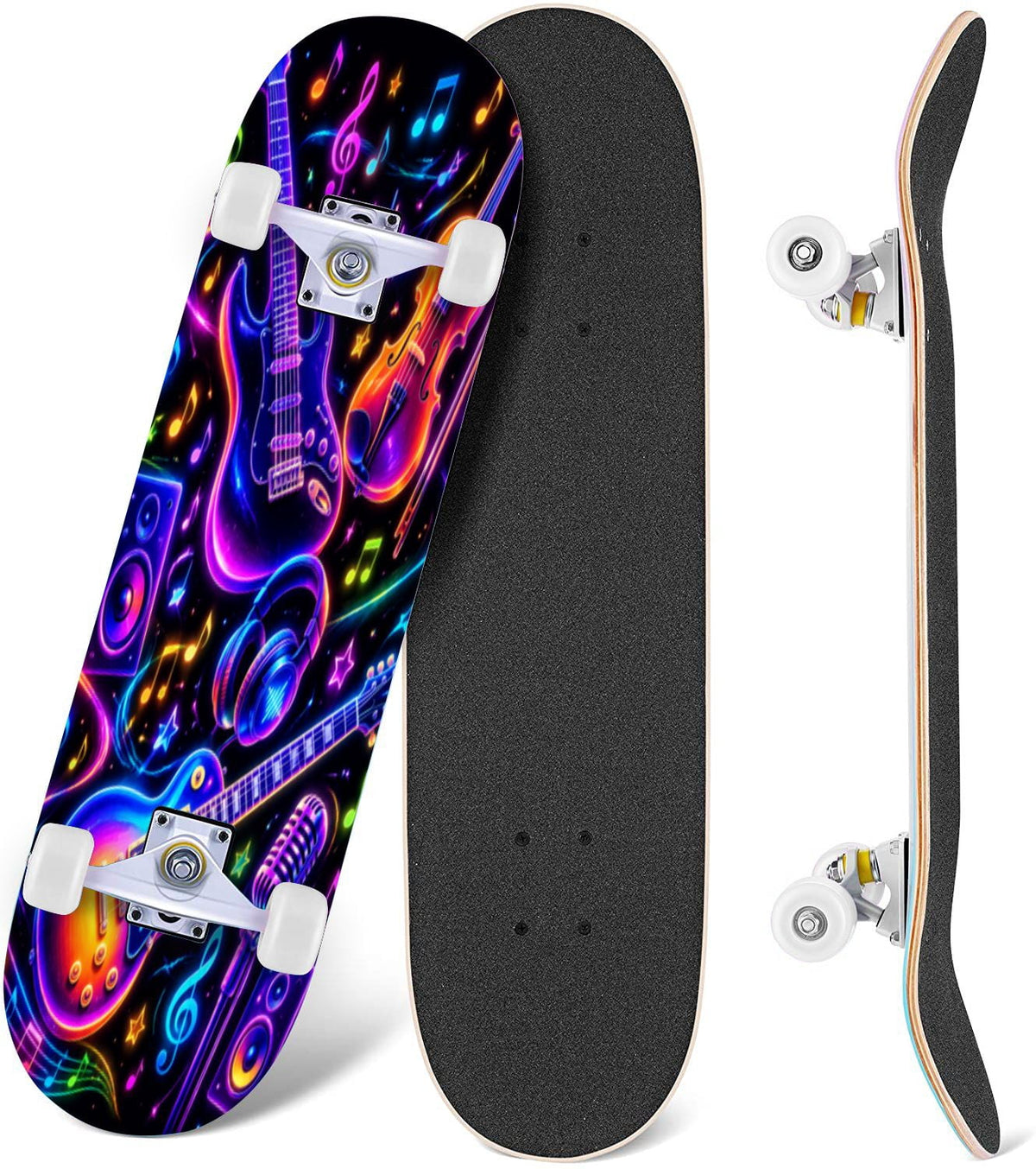 Complete Skateboard Vibrant Brush Stroke Art 31 Inch 7-Ply Maple Skateboard with PU Wheels and Aluminum Trucks, Ready-to-Ride Skateboard for Beginners, Teens and Adults