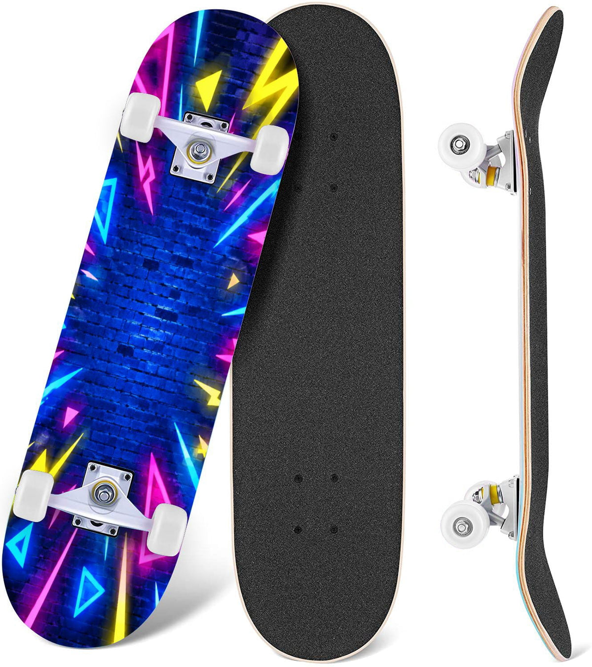 Complete Skateboard Vibrant Comic Eye 31 Inch 7-Ply Maple Skateboard with PU Wheels and Aluminum Trucks, Ready-to-Ride Skateboard for Beginners, Teens and Adults
