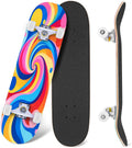 Complete Skateboard Vibrant Swirling Abstract 31 Inch 7-Ply Maple Skateboard with PU Wheels and Aluminum Trucks, Ready-to-Ride Skateboard for Beginners, Teens and Adults